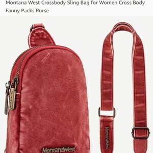NWT Montana West Stone Washed Crossbody Red-Pink Color